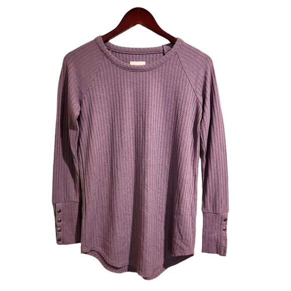 Chaser Thermal Waffle Knit Light Purple Top Size Small Scoop - Picture 2 of 7